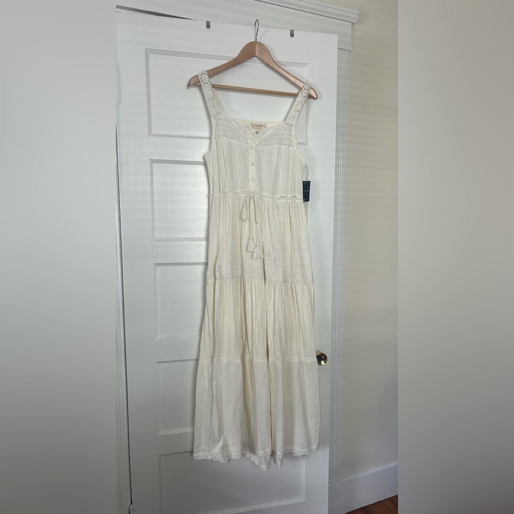 Lucky Brand Lace Tiered Knit Maxi Dress